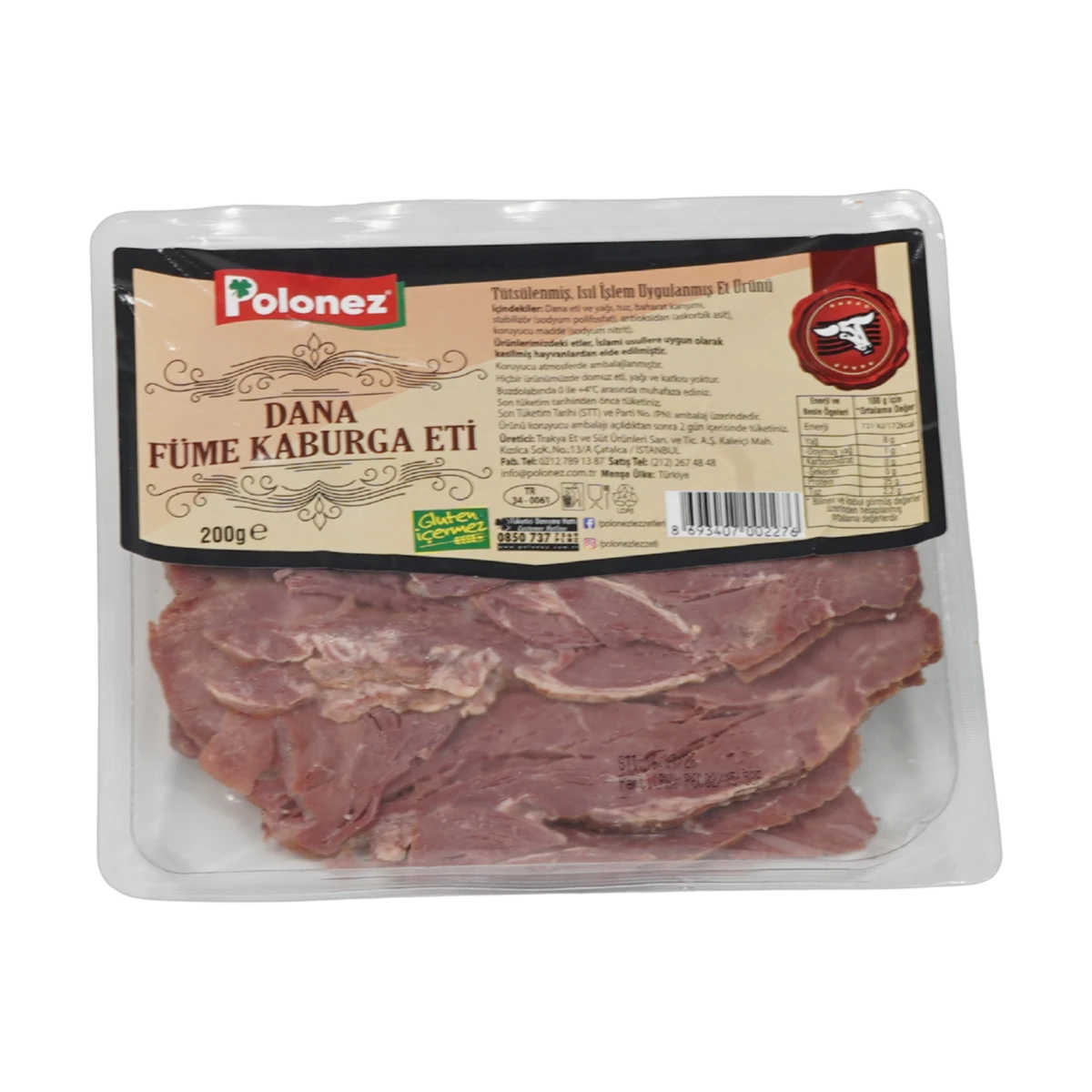 Polonez Dana Füme Kaburga Eti Dilimli (200g Vakum)