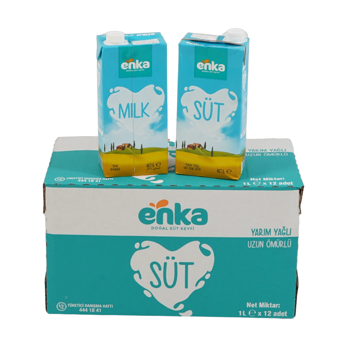 Enka Doğal Süt Keyfi Yarım Yağlı UHT Süt (12 x 1L Koli)