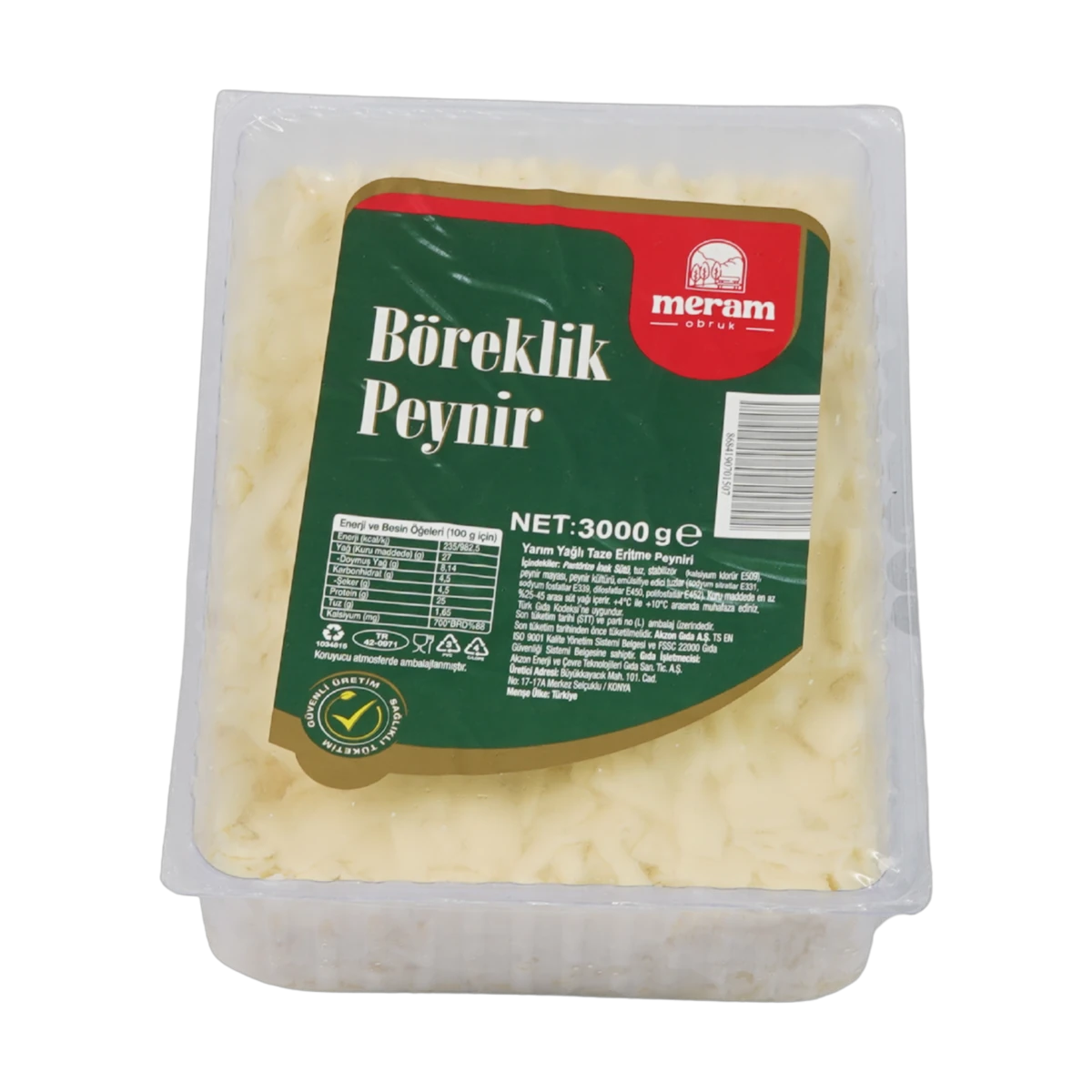 Meram Ebru Böreklik Taze Peynir (3000g Küvet)